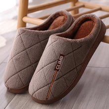 Load image into Gallery viewer, Men Casual Indoor Shoes Home Indoor Slippers Striped Soft Plush Male House Bedroom Slippers Warm Winter Cotton Slippers Shoes