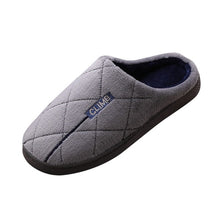 Load image into Gallery viewer, Men Casual Indoor Shoes Home Indoor Slippers Striped Soft Plush Male House Bedroom Slippers Warm Winter Cotton Slippers Shoes